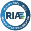 Badge Certifying this business is a 2024 - 2025 Member of the Railway Industry Association.
